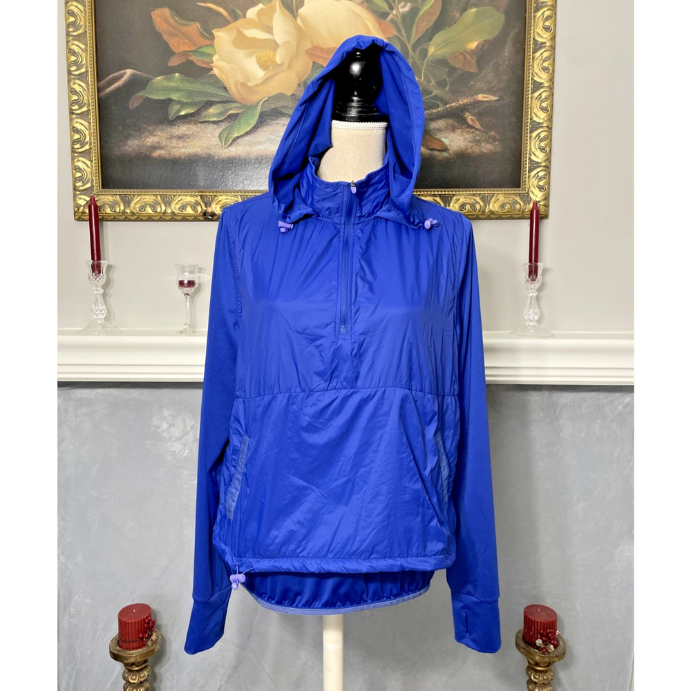 Avia Lightweight Windbreaker Athletic Hooded 1/2 Zip Jacket Medium